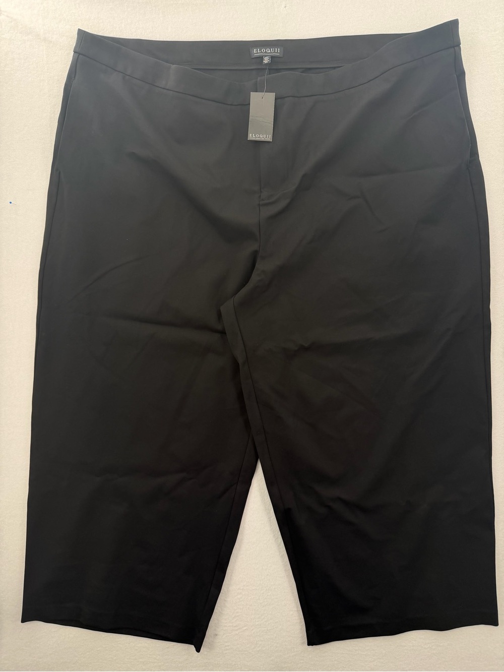 Eloquii Black Wide-Leg Crop Ponte Pants
